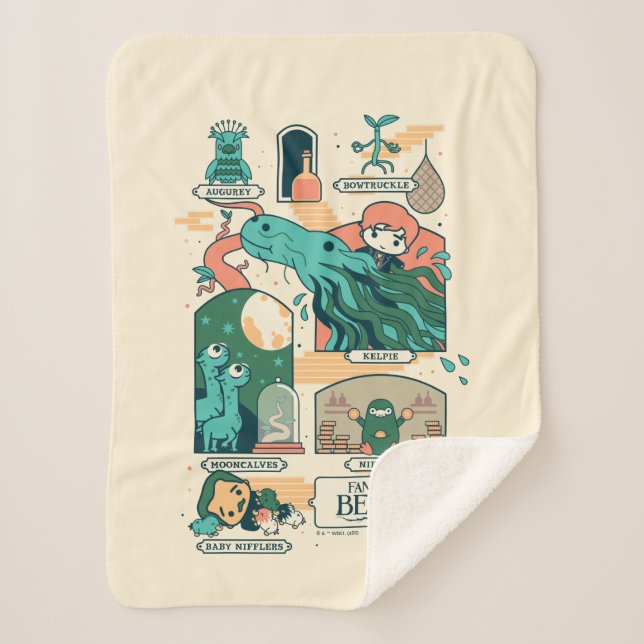 Manta Sherpa Escenas de bestias fantásticas personalizados (Anverso)