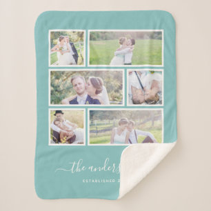 Manta Sherpa Escritura Editable del collage de fotos del color