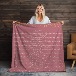 Manta Sherpa Escritura rosa, Salmo 91 Verso de Biblia Cristiana