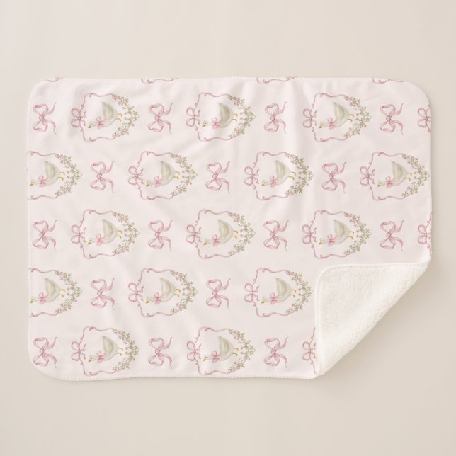 Manta Sherpa Escudo de Bow Rosado Silly Goose (Anverso (horizontal))