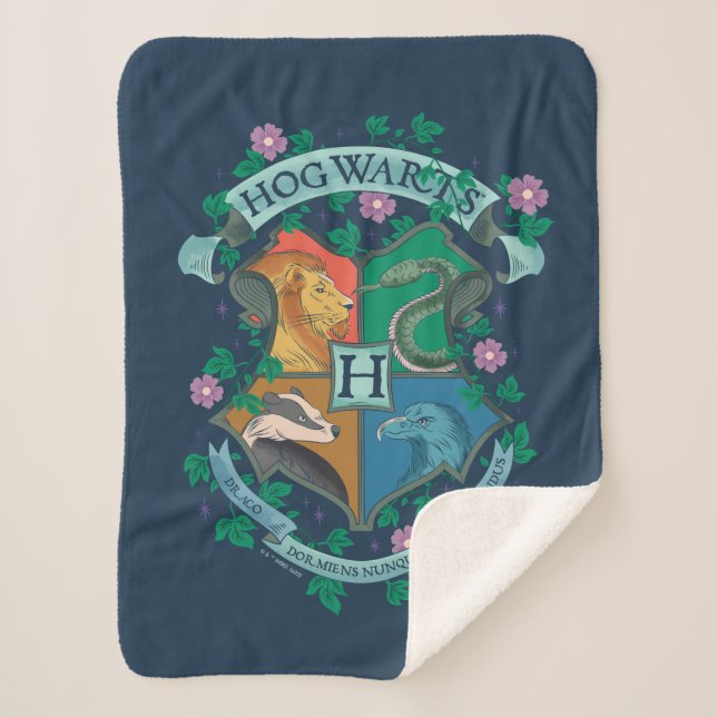 Manta Sherpa Escudo floral de HOGWARTS™ (Anverso)