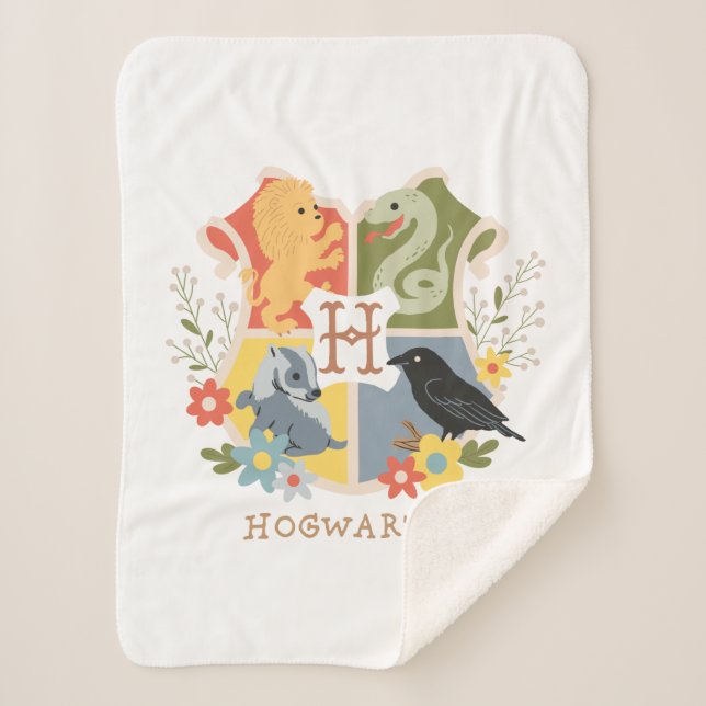 Manta Sherpa Escudo Magic Blooms HOGWARTS™ (Anverso)