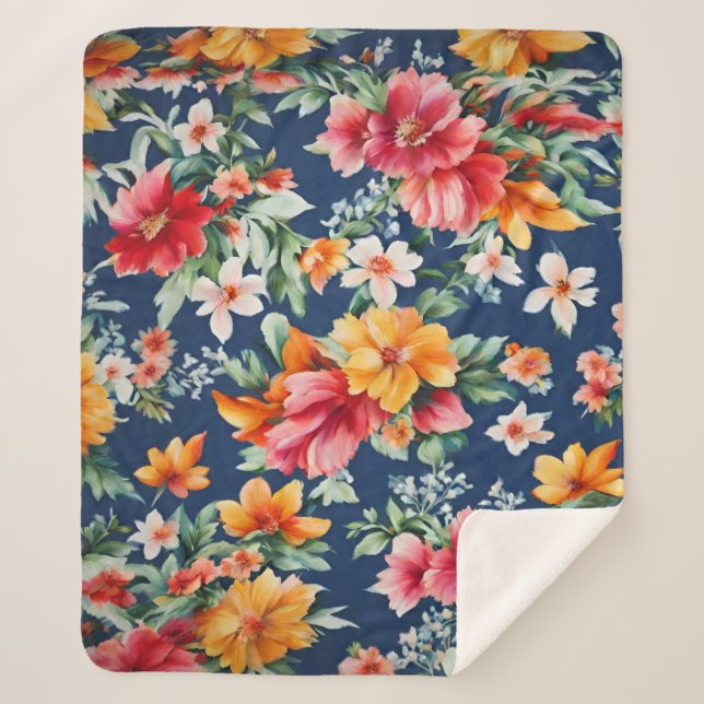 Manta Sherpa Espectáculo floral brillante de verano en Italia (Anverso)