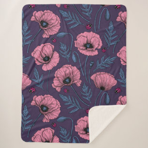 Manta Sherpa Espías rosadas en violeta oscuro