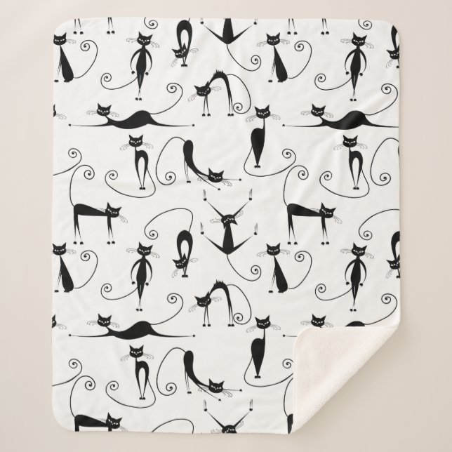 Manta Sherpa Espinoso patrón de gato negro (Anverso)
