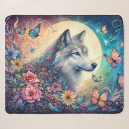 Manta Sherpa Espíritu Floral: El Lobo en Flor