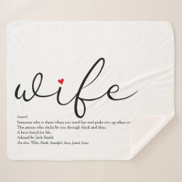 Manta Sherpa Esposa Rojo Amor Corazón Elegante Escritura Person