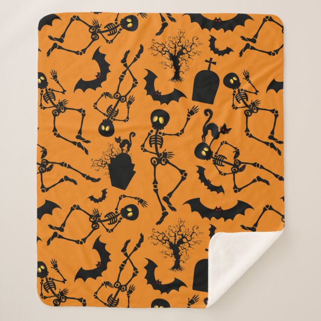 Manta Sherpa Esqueletos de Halloween Danza macabra (Anverso)