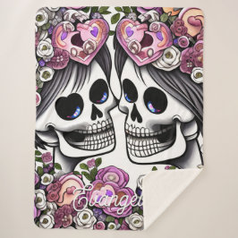 Manta Sherpa Esqueletos florales de acuarela para besar