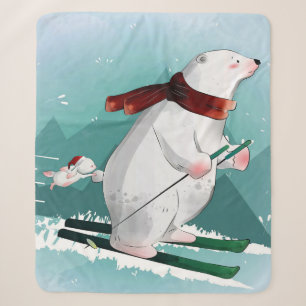Manta Sherpa Esquí del oso polar   Regalo Para El Bebé