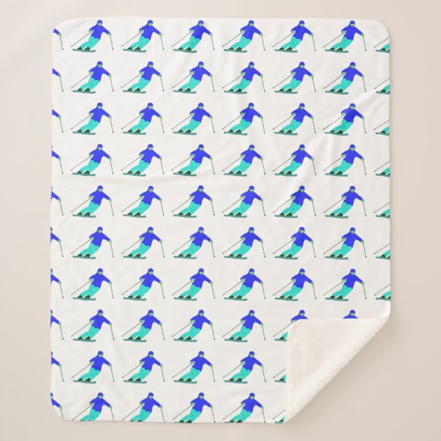 Manta Sherpa Esquiador Nieve Esquiando Vacaciones Invierno (Anverso)