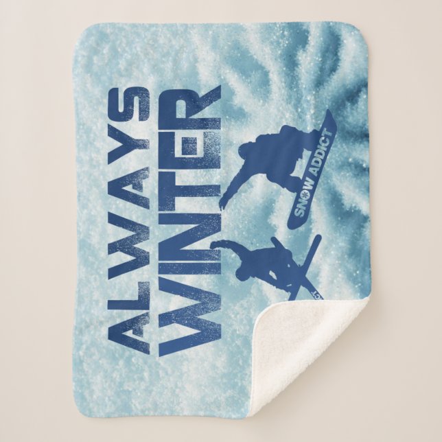Manta Sherpa Esquiador y snowboard Throw Blanket (Anverso)