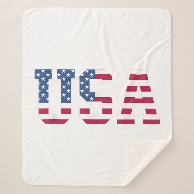 Manta Sherpa Estados Unidos Bandera Americana Patriótica Rojo E (Anverso)