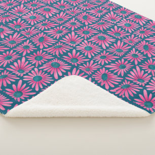 Manta Sherpa Estampa floral moderna en bloque rosa margarita