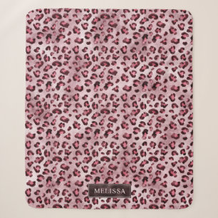 Manta Sherpa Estampado Animal Leopardo Rosa Con Hojuela Falsa Y