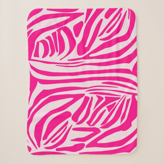 Manta Sherpa Estampado de cebra rosa (Anverso)