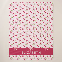 Manta Sherpa Estampado de cereza lindo coqueto rosa personaliza