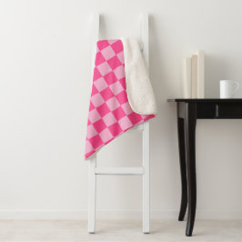 Manta Sherpa Estampado de cuadros rosados