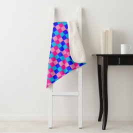 Manta Sherpa Estampado de cuadros rosas y azules