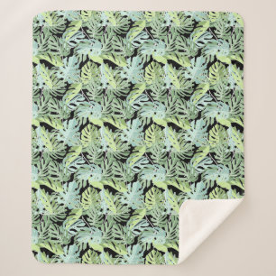 Manta Sherpa Estampado de flores de la selva