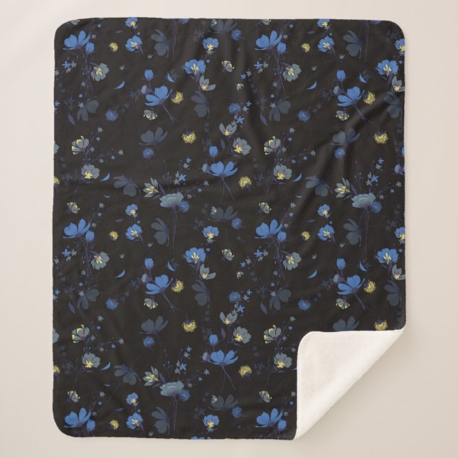 Manta Sherpa Estampado de flores soplado viento (Anverso)