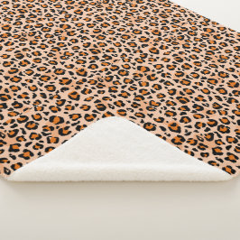 Manta Sherpa Estampado de leopardo naranja y marrón