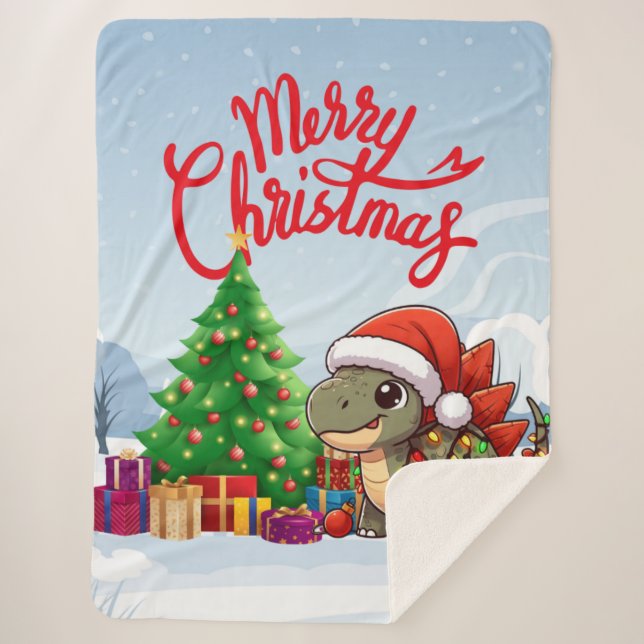 Manta Sherpa Estegosauro de Navidades infantiles curas/extravag (Anverso)