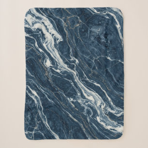 Manta Sherpa Estética contemporánea de mármol azul oscuro