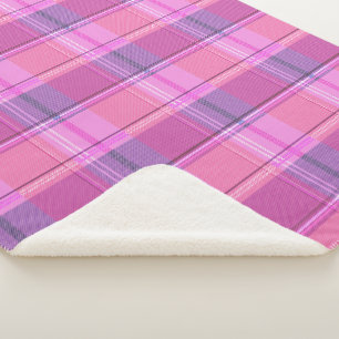 Manta Sherpa Estética de Cuadros Magenta Rosa Chic