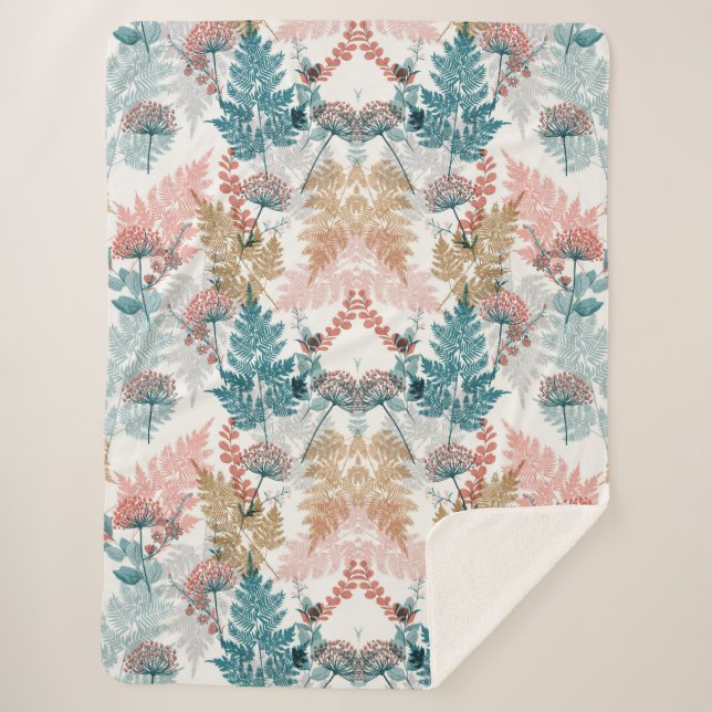 Manta Sherpa Estética floral (Anverso)