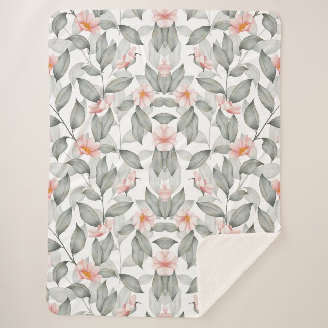 Manta Sherpa Estética floral (Anverso)