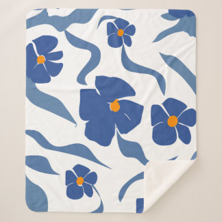 Manta Sherpa Estética floral moderna de verano costero