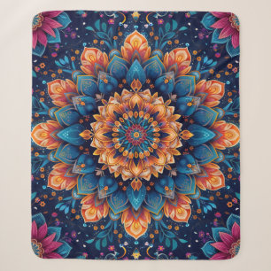 Manta Sherpa Estilo de arte digital de flor de mandala-23907