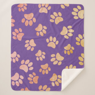 Manta Sherpa Estilo de época Perro Pintura Púrpura