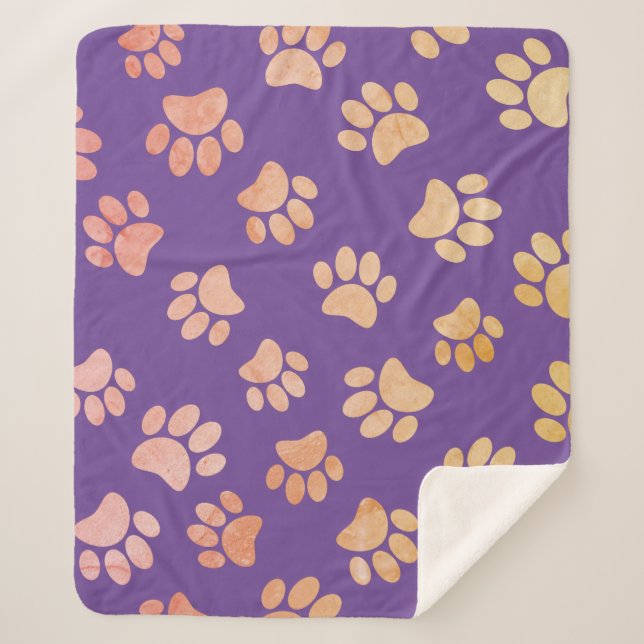 Manta Sherpa Estilo de época Perro Pintura Púrpura (Anverso)