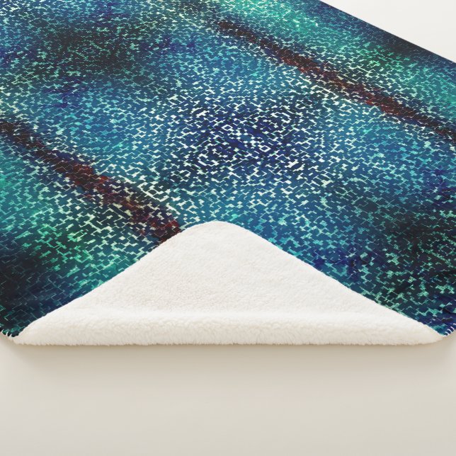 Manta Sherpa Estilo de mosaico azul neón sobre el cristal de ma (3/4)