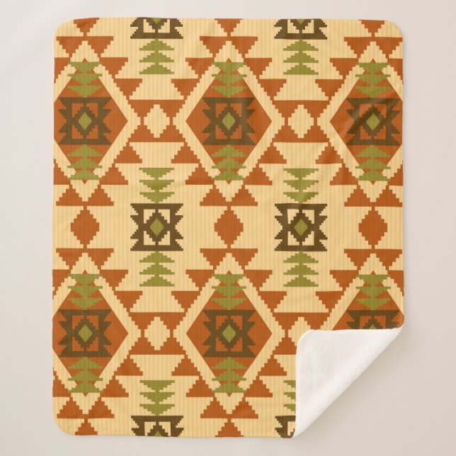 Manta Sherpa Estilo navajo étnico tribal geométrico sin costura (Anverso)