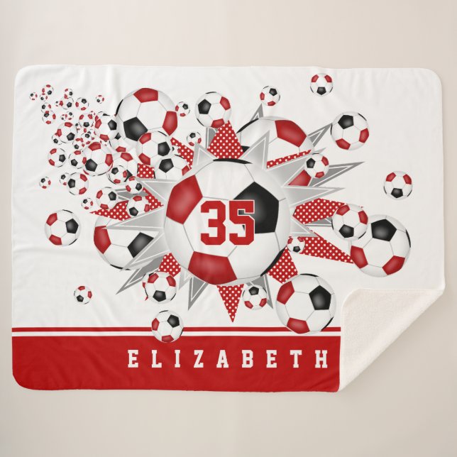 Manta Sherpa Estrellas de baloncesto atlético rojo chica (Anverso (horizontal))