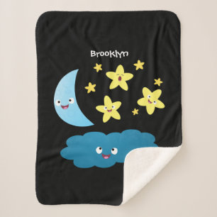 Manta Sherpa Estrellas de canto, personalizado de luna y nube