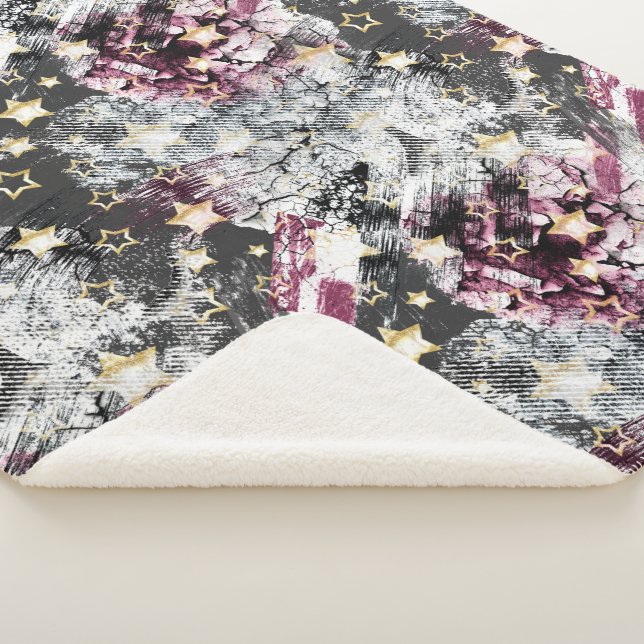 Manta Sherpa Estrellas de oro grunge abstracto moderno urbano (3/4)