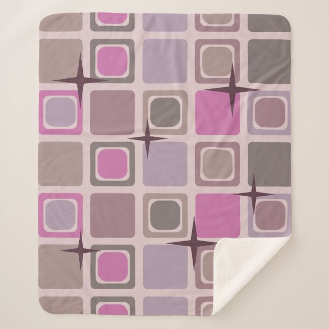 Manta Sherpa Estrellas modernas de mediados del siglo XX morado (Anverso)