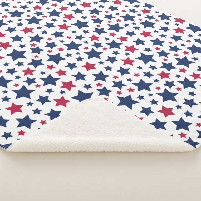 Manta Sherpa Estrellas rojas y azules - Patrón de bandera estad (3/4)