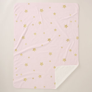 Manta Sherpa Estrellas rosadas del oro de Rubor