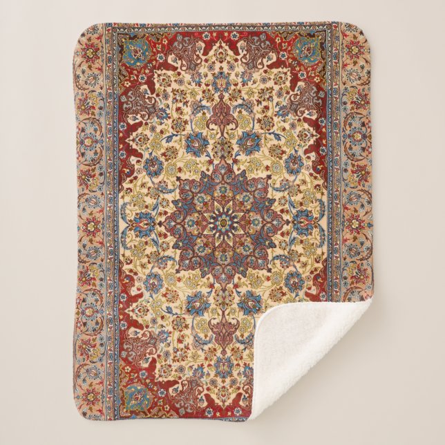 Manta Sherpa Estrellas simétricas azules de Persia central  (Anverso)