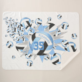 Manta Sherpa estrellas y bolas de voleibol negro azul oscuro