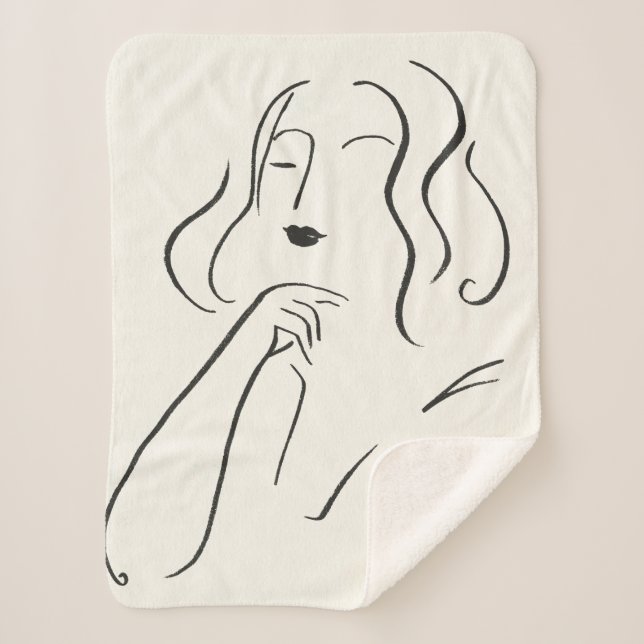 Manta Sherpa Estudio simple - bosquejo de una mujer (Anverso)