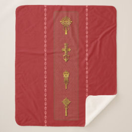 Manta Sherpa Ethiopian Orthodox Crosses – Gold on Red