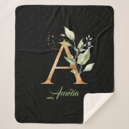 Manta Sherpa eucalipto, purpurina de Relieve metalizado de oro