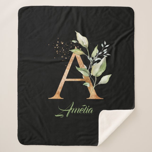 Manta Sherpa eucalipto, purpurina de Relieve metalizado de oro  (Anverso)