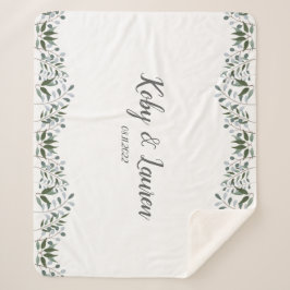 Manta Sherpa Eucalyptus Greenery Floral Aniversario